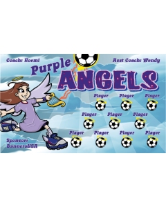 Purple Angels Soccer 9oz Fabric Team Banner E-Z Order