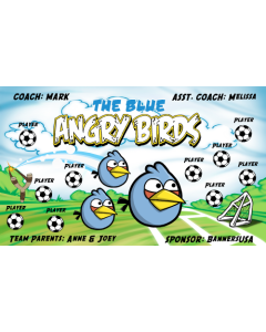 Blue Angry Birds Soccer Fabric Team Banner E-Z Order