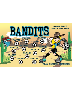 Bandits Soccer 9oz Fabric Team Banner E-Z Order