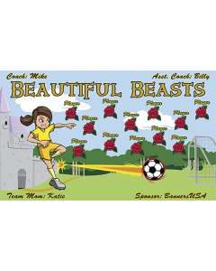 Beautiful Beasts Soccer 9oz Fabric Team Banner E-Z Order