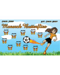 Monarch Butterflies Soccer 9oz Fabric Team Banner E-Z Order