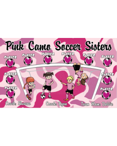 Pink Camo Soccer Sisters Soccer 9oz Fabric Team Banner E-Z Order