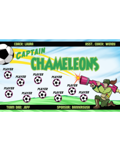 Captain Chameleons Soccer 9oz Fabric Team Banner E-Z Order