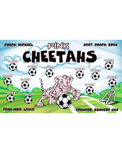Pink Cheetahs Soccer 9oz Fabric Team Banner E-Z Order