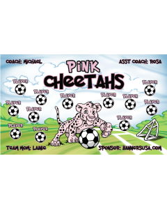 Pink Cheetahs Soccer 9oz Fabric Team Banner E-Z Order