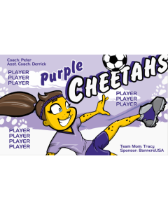 Purple Cheetahs Soccer 9oz Fabric Team Banner E-Z Order