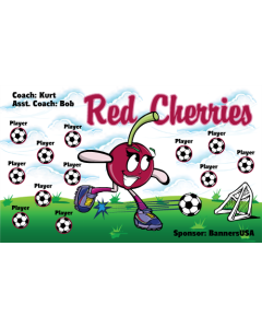 Red Cherries Soccer 9oz Fabric Team Banner E-Z Order