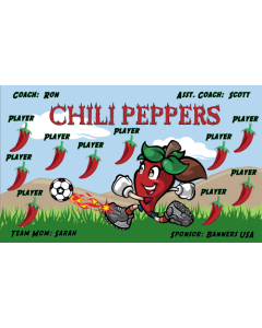 Chili Peppers Soccer 9oz Fabric Team Banner E-Z Order
