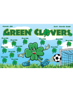 Green Clovers Soccer 9oz Fabric Team Banner E-Z Order