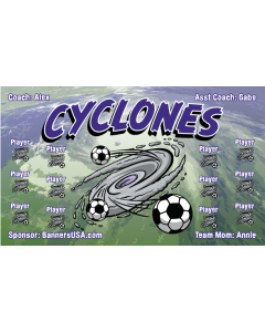 Cyclones Soccer 9oz Fabric Team Banner E-Z Order