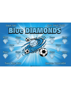 Blue Diamonds Soccer 9oz Fabric Team Banner E-Z Order