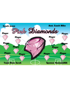 Pink Diamonds Soccer 9oz Fabric Team Banner E-Z Order
