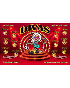 Divas Soccer 9oz Fabric Team Banner E-Z Order