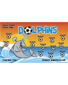 Dolphins Soccer 9oz Fabric Team Banner E-Z Order