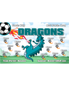 Dragons Soccer 9oz Fabric Team Banner E-Z Order