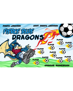 Fierce Blue Dragons Soccer 9oz Fabric Team Banner E-Z Order