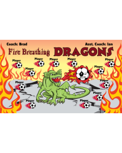 Fire Breathing Dragons Soccer 9oz Fabric Team Banner E-Z Order