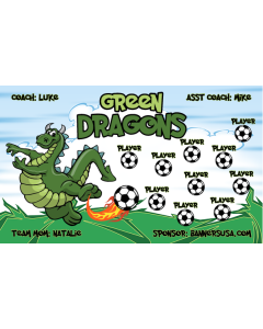 Green Dragons Soccer 9oz Fabric Team Banner E-Z Order