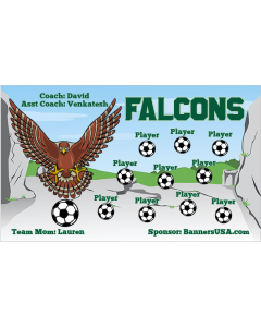 Falcons Soccer 9oz Fabric Team Banner E-Z Order