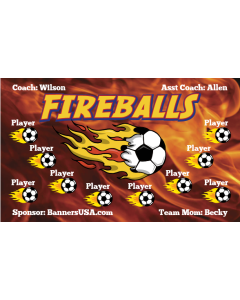 Fireballs Soccer 9oz Fabric Team Banner E-Z Order