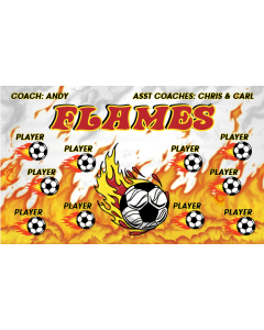 Flames Soccer 9oz Fabric Team Banner E-Z Order