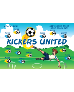 Kickers United Soccer 9oz Fabric Team Banner E-Z Order