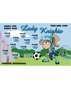 Lady Knights Soccer 9oz Fabric Team Banner E-Z Order