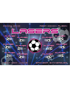 Lasers Soccer 9oz Fabric Team Banner E-Z Order