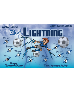 Blue Lightning Soccer 9oz Fabric Team Banner E-Z Order