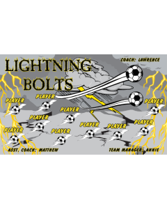 Lightning Bolts Soccer 9oz Fabric Team Banner E-Z Order