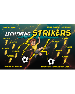 Lightning Strikers Soccer 9oz Fabric Team Banner E-Z Order