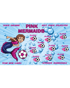 Pink Mermaids Soccer 9oz Fabric Team Banner E-Z Order