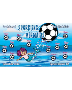 Sparkling Mermaids Soccer 9oz Fabric Team Banner E-Z Order