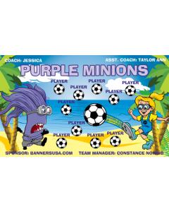 Purple Minions Soccer 9oz Fabric Team Banner E-Z Order