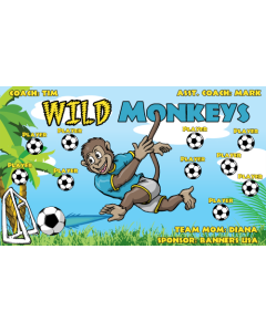 Wild Monkeys Soccer 9oz Fabric Team Banner E-Z Order