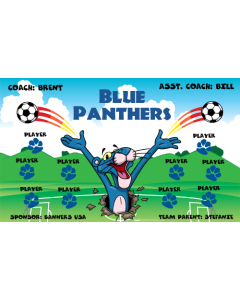 Blue Panthers Soccer 9oz Fabric Team Banner E-Z Order