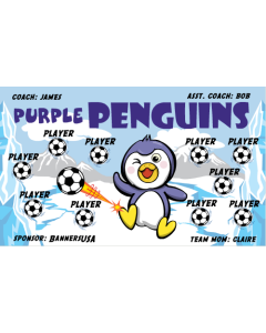 Purple Penguins Soccer 9oz Fabric Team Banner E-Z Order