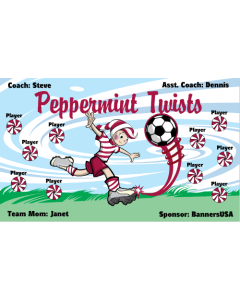 Peppermint Twists Soccer 9oz Fabric Team Banner E-Z Order