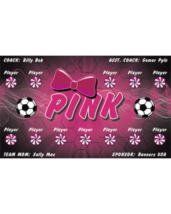 Pink Soccer 9oz Fabric Team Banner E-Z Order