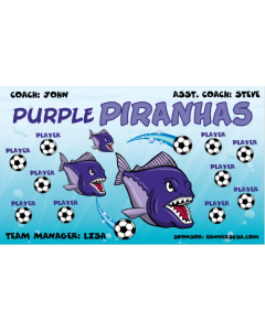 Purple Piranhas Soccer 9oz Fabric Team Banner E-Z Order