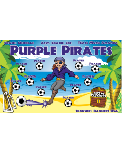 Purple Pirates Soccer 9oz Fabric Team Banner E-Z Order