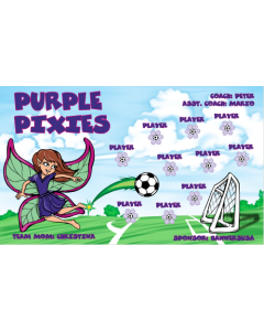 Purple Pixies Soccer 9oz Fabric Team Banner E-Z Order