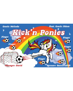 Kick'n Ponies Soccer 9oz Fabric Team Banner E-Z Order