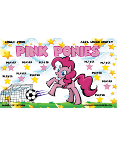 Pink Ponies Soccer 9oz Fabric Team Banner E-Z Order