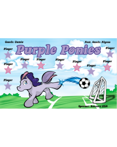 Purple Ponies Soccer 9oz Fabric Team Banner E-Z Order