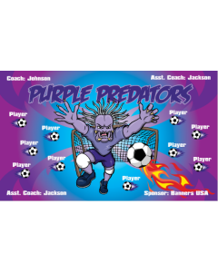 Purple Predators Soccer 9oz Fabric Team Banner E-Z Order