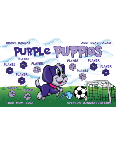 Purple Puppies Soccer 9oz Fabric Team Banner E-Z Order