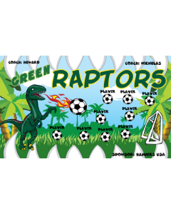 Green Raptors Soccer 9oz Fabric Team Banner E-Z Order