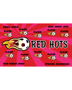 Red Hots Soccer 9oz Fabric Team Banner E-Z Order