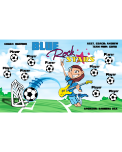 Blue Rock Stars Soccer 9oz Fabric Team Banner E-Z Order